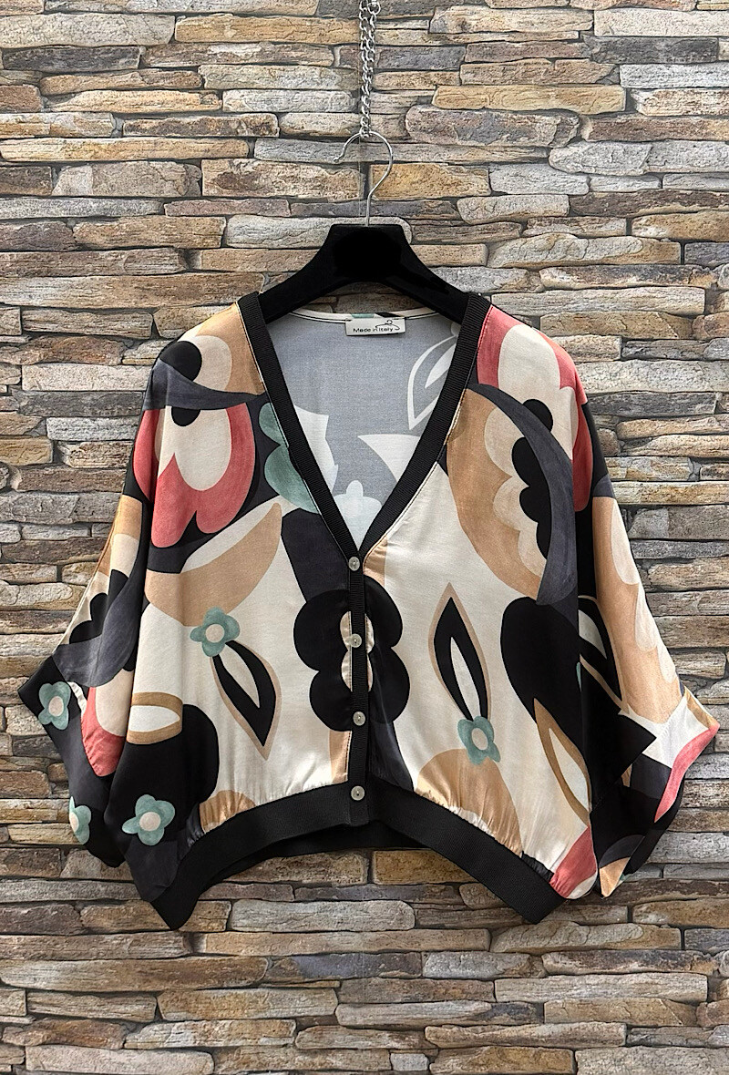 Grossista Elle Style - Gilet GILETTA stampato in viscosa satinata effetto seta, fluido e romantico