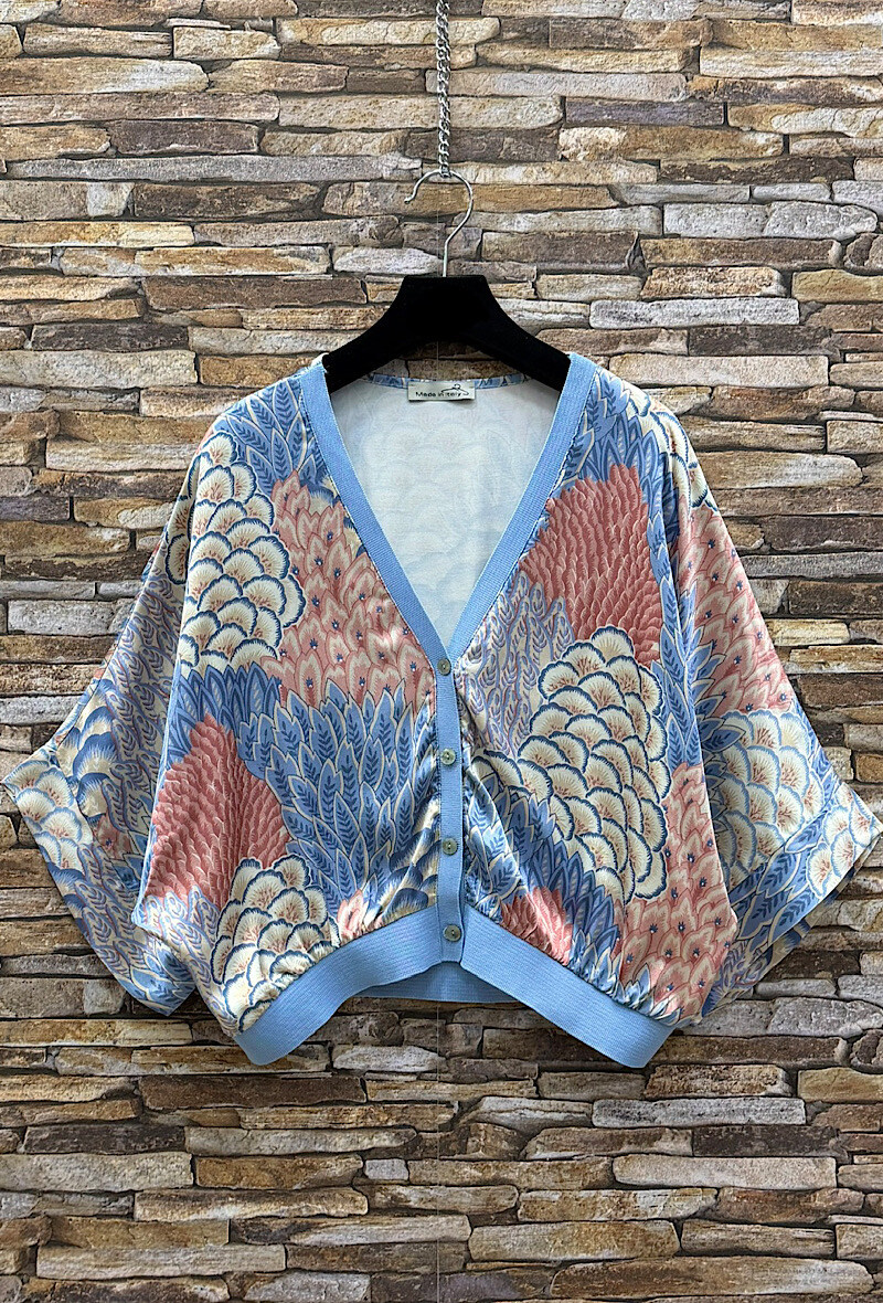 Grossista Elle Style - Gilet GILETTA stampato in viscosa satinata effetto seta, fluido e romantico