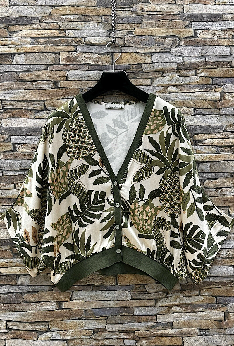 Wholesaler Elle Style - GILETTA cardigan printed in silk-effect satin viscose, fluid and romantic