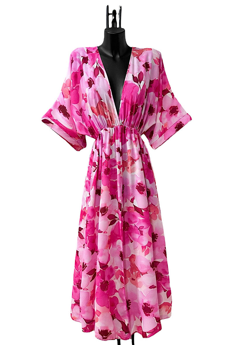 Wholesaler Elle Style - MARIA dress, fluid, chic and romantic with front slit.
