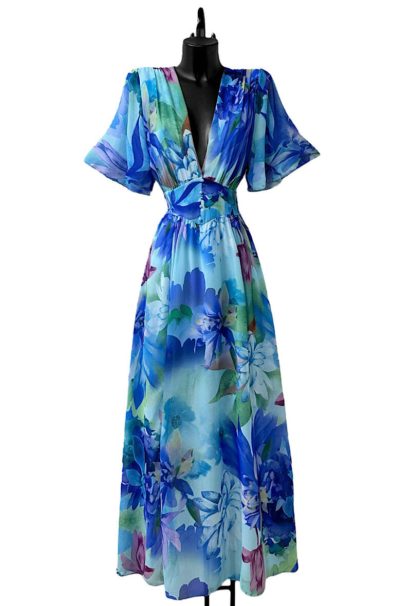 Wholesaler Elle Style - JULIANA printed dress, buttons and viscose lining with slit