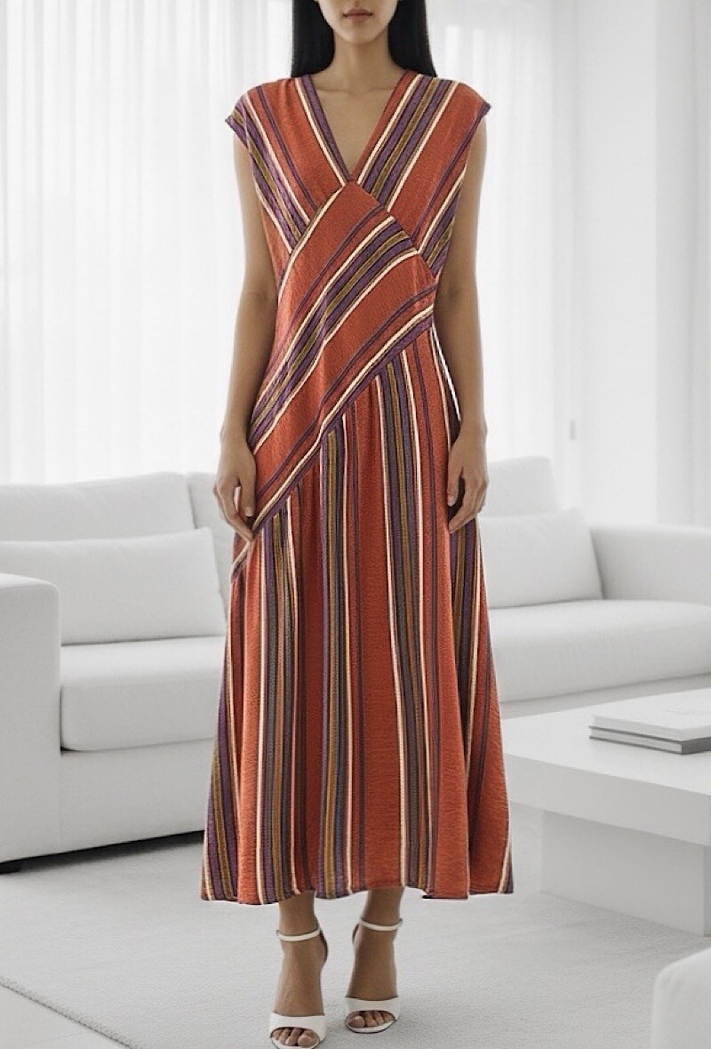 Großhändler Elle Style - STELLY Kleid aus fließender Viskose mit Print und elastischem Rücken. BOHEMIAN CHIC und IM TREND.