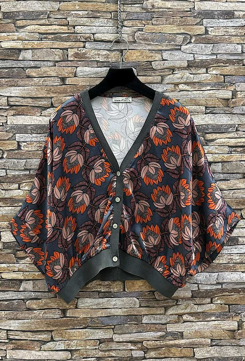 Grossiste Elle Style - Gilet GILETTA imprimé en viscose satinée effet soie, fluide et romantique
