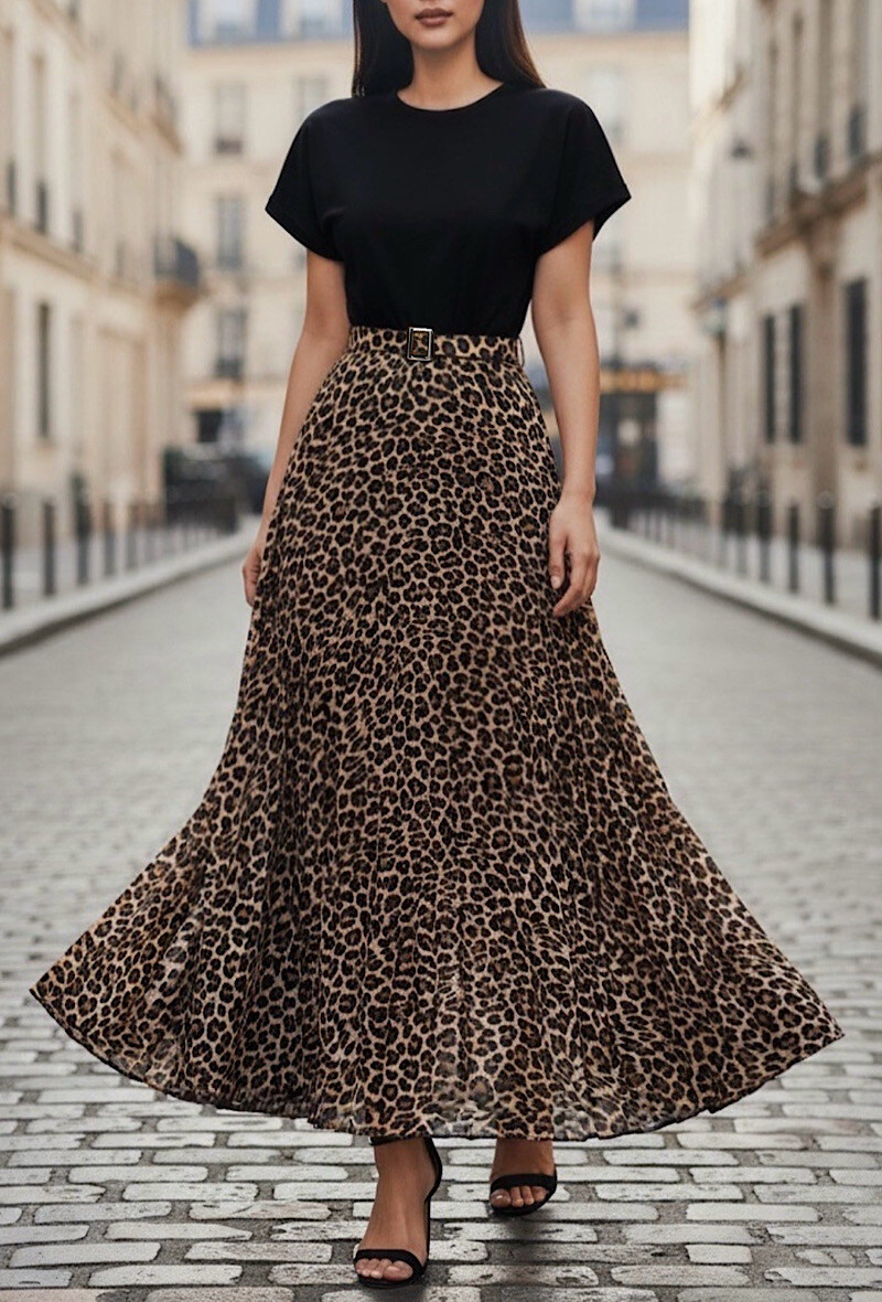 Grossista Elle Style - Abito plissettato SISILE molto fluido in DOPPIO MATERIALE. TESSUTI PREMIUM. Top in viscosa con cintura fatta a mano