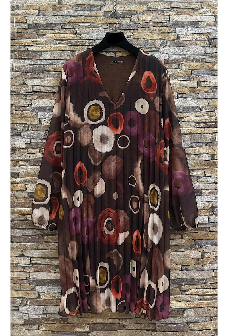 Grossiste Elle Style - Robe SANIA plissée, imprimée très fluide avec doublure viscose