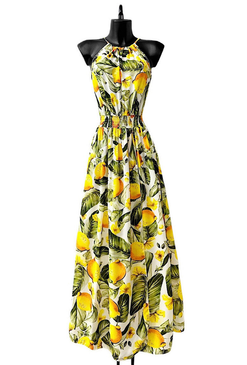 Grossiste Elle Style - Robe CARINA très fluide, imprimé avec fente avant, romantique, chic et tendance