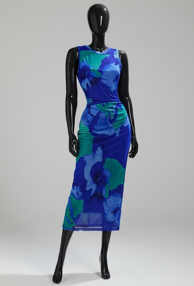 Grossiste Elle Style - Robe MESH, imprimé, avec manches longues et doublure en viscose