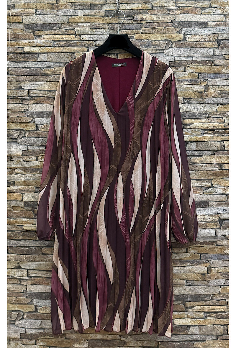Grossiste Elle Style - Robe SANIA plissée, imprimée très fluide avec doublure viscose