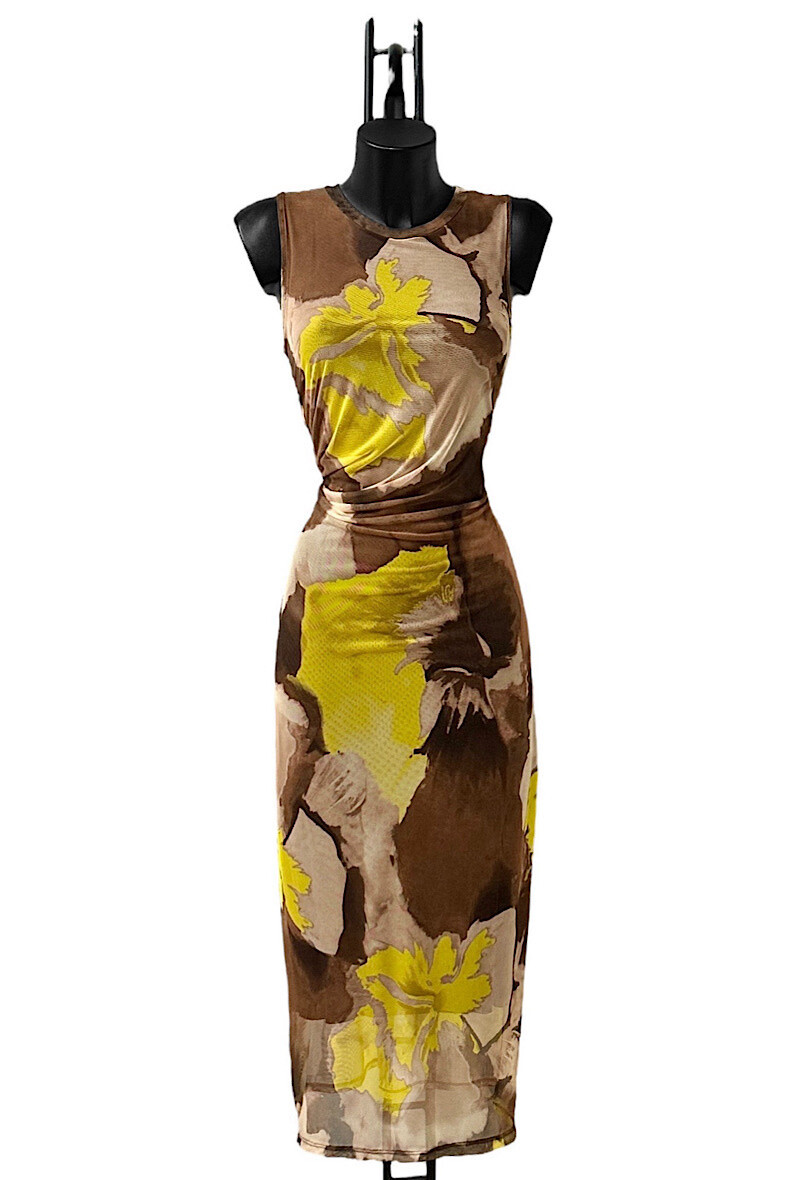 Wholesaler Elle Style - MESH dress, printed, with long sleeves and viscose lining