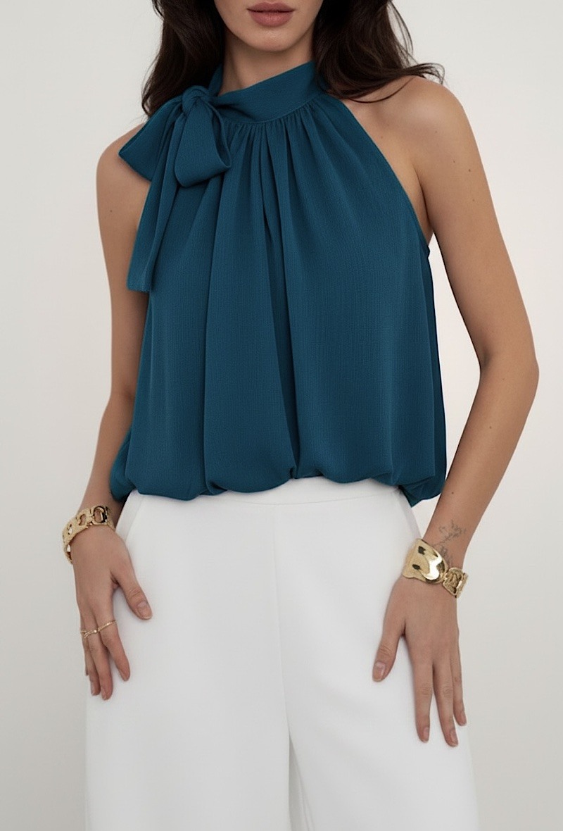 Mayorista Elle Style - Blusa ANAIS con cuello lavallière, fluida y romántica, chic y a la moda con forro de viscosa.