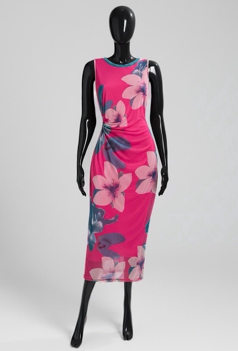 Grossiste Elle Style - Robe MESH, imprimé, avec manches longues et doublure en viscose