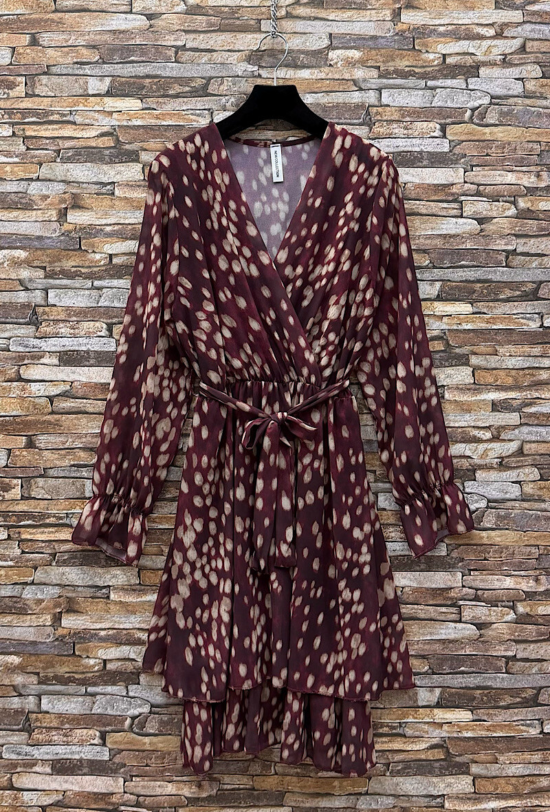 Großhändler Elle Style - ARIAA-Kleid mit sehr fließendem Voile-Print, doppeltem Volant und Viskosefutter