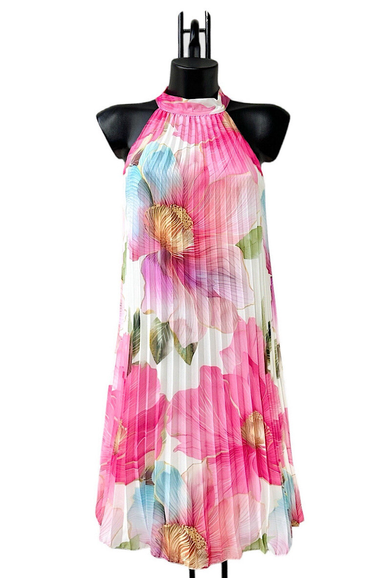 Grossiste Elle Style - Robe SELENA plissée, imprimé romantique, avec doublure viscose chic et tendance