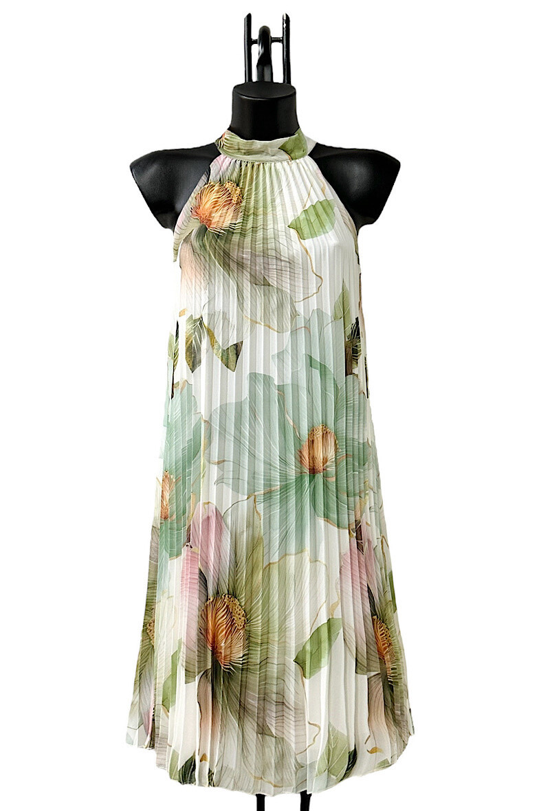 Wholesaler Elle Style - SELENA pleated dress, romantic print, withe viscone lining chic and trendy
