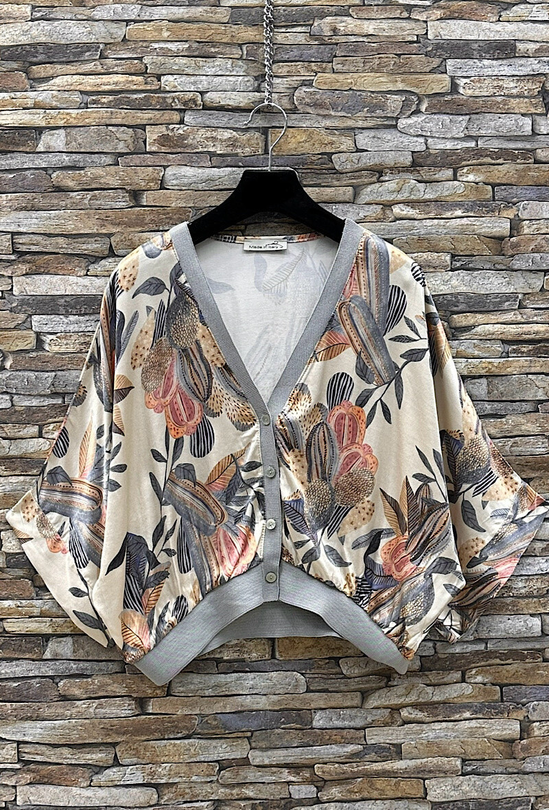 Wholesaler Elle Style - GILETTA cardigan printed in silk-effect satin viscose, fluid and romantic