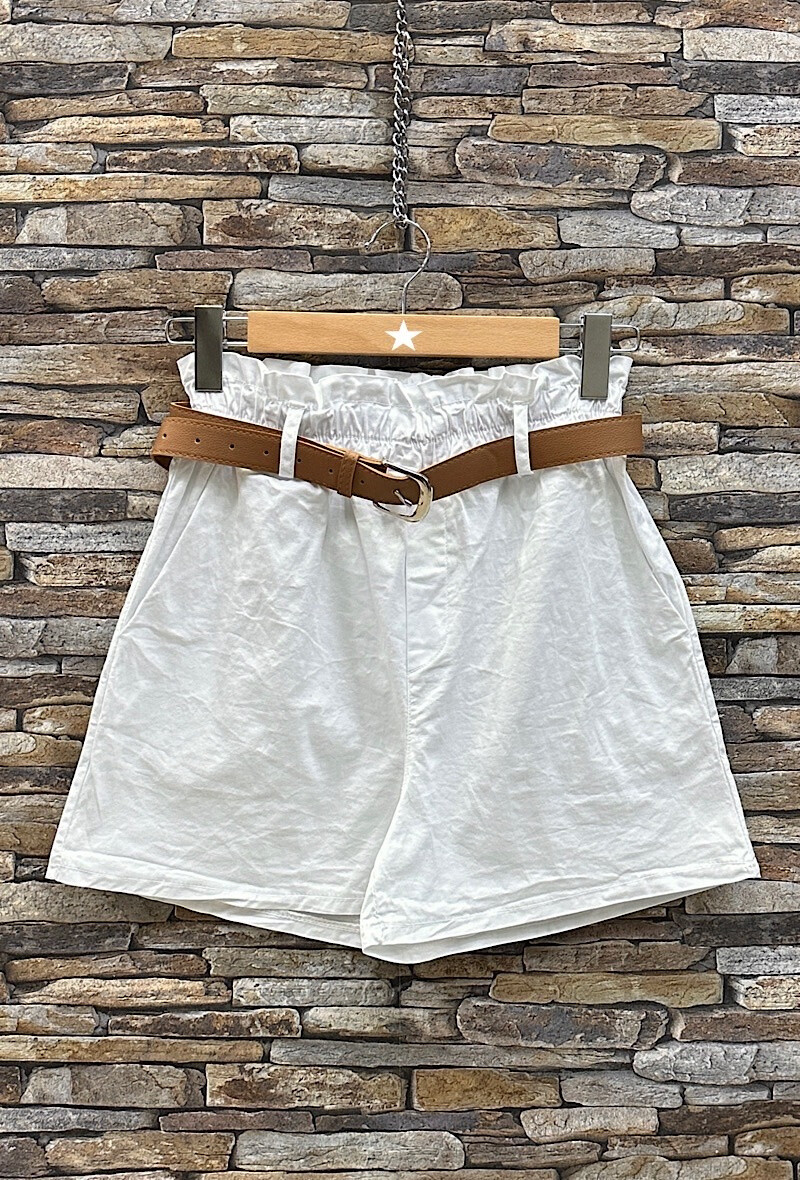 Grossiste Elle Style - Short MILANE élastique a la taille en coton avec ceinture et poches avant