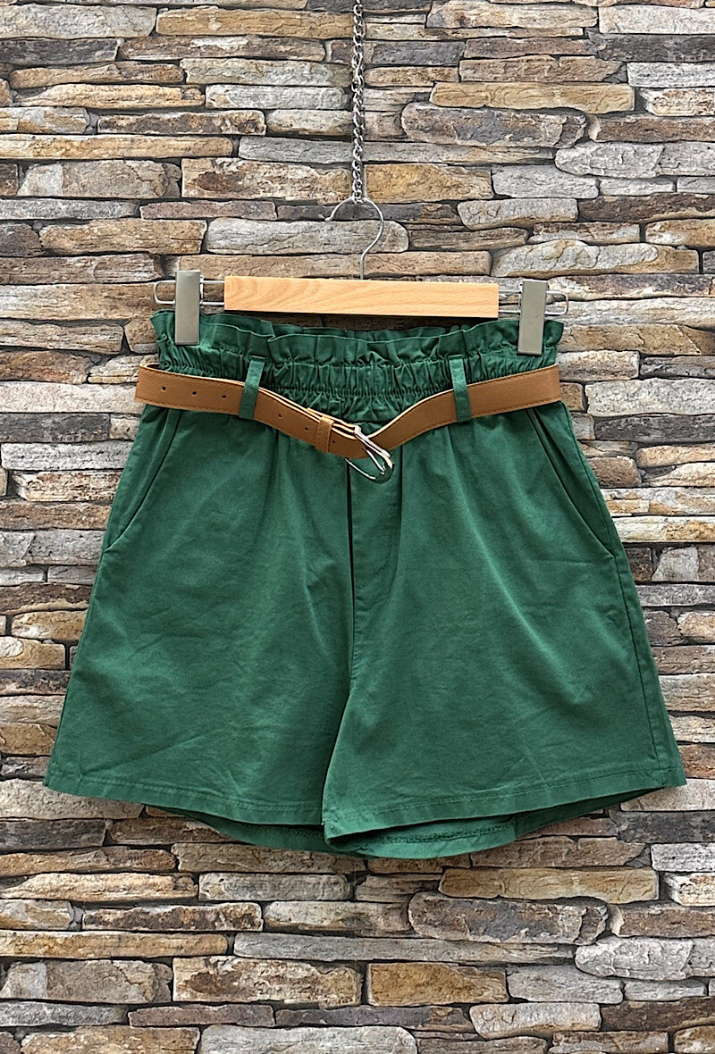 Großhändler Elle Style - Elastische MILAN-Shorts aus Baumwolle mit Gürtel und Vordertaschen