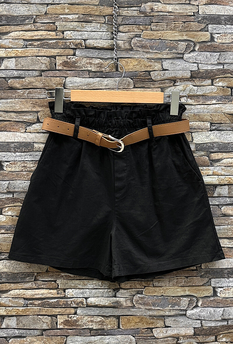 Grossiste Elle Style - Short MILANE élastique a la taille en coton avec ceinture et poches avant