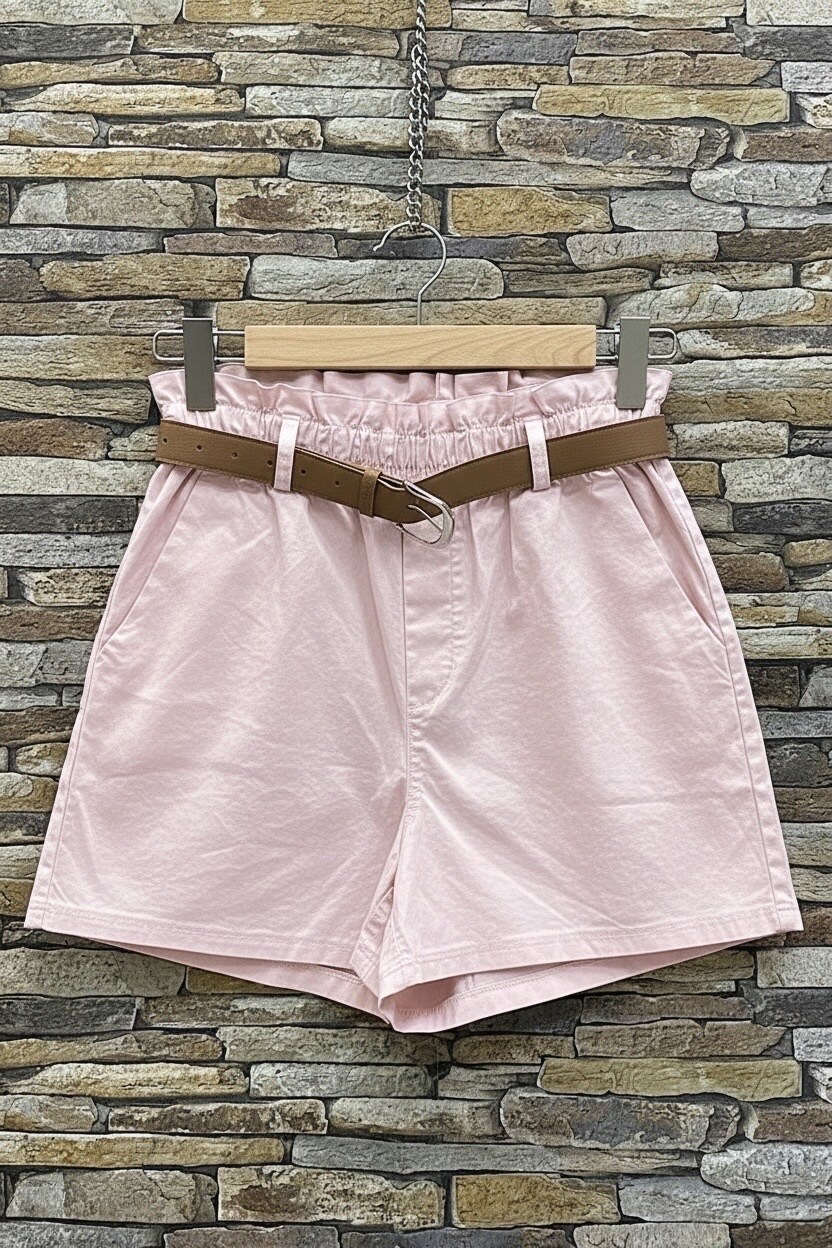Grossista Elle Style - Shorts MILANE in cotone con elastico in vita con cintura e tasche frontali