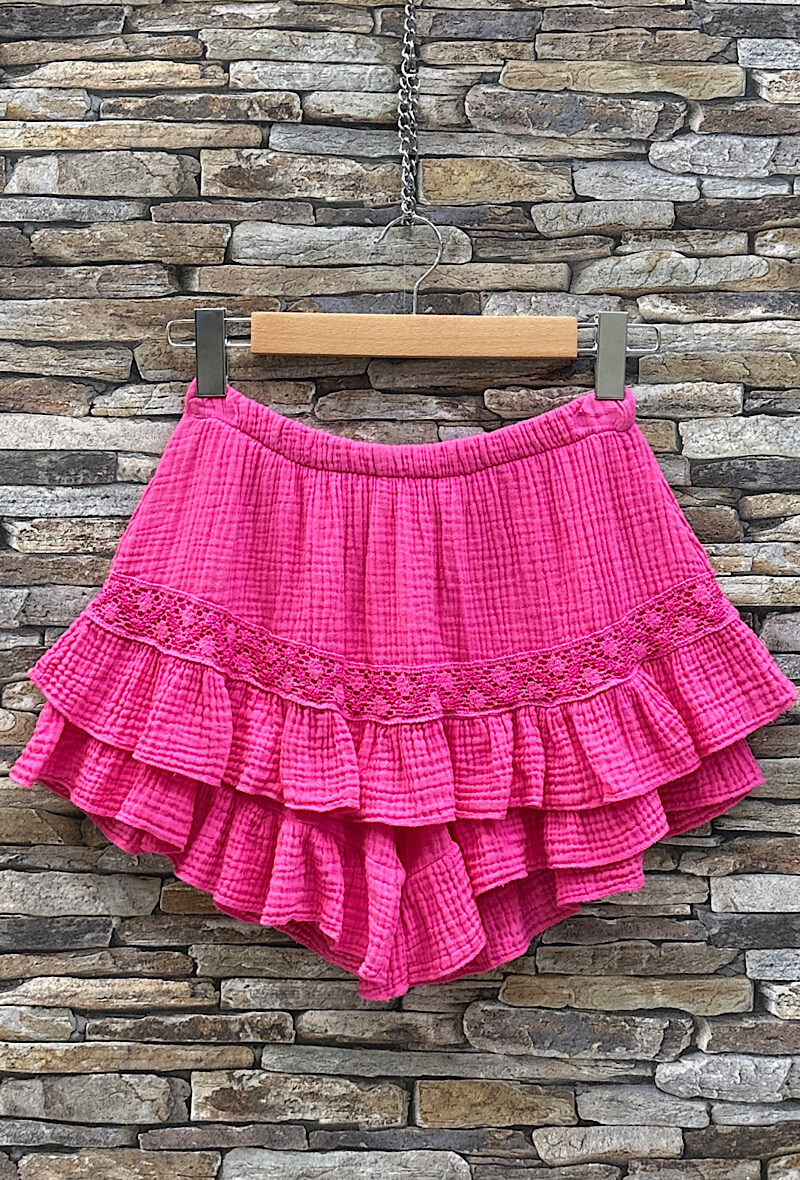 Großhändler Elle Style - LUCREZIA Baumwoll-Gaze-Rockshorts mit Spitze