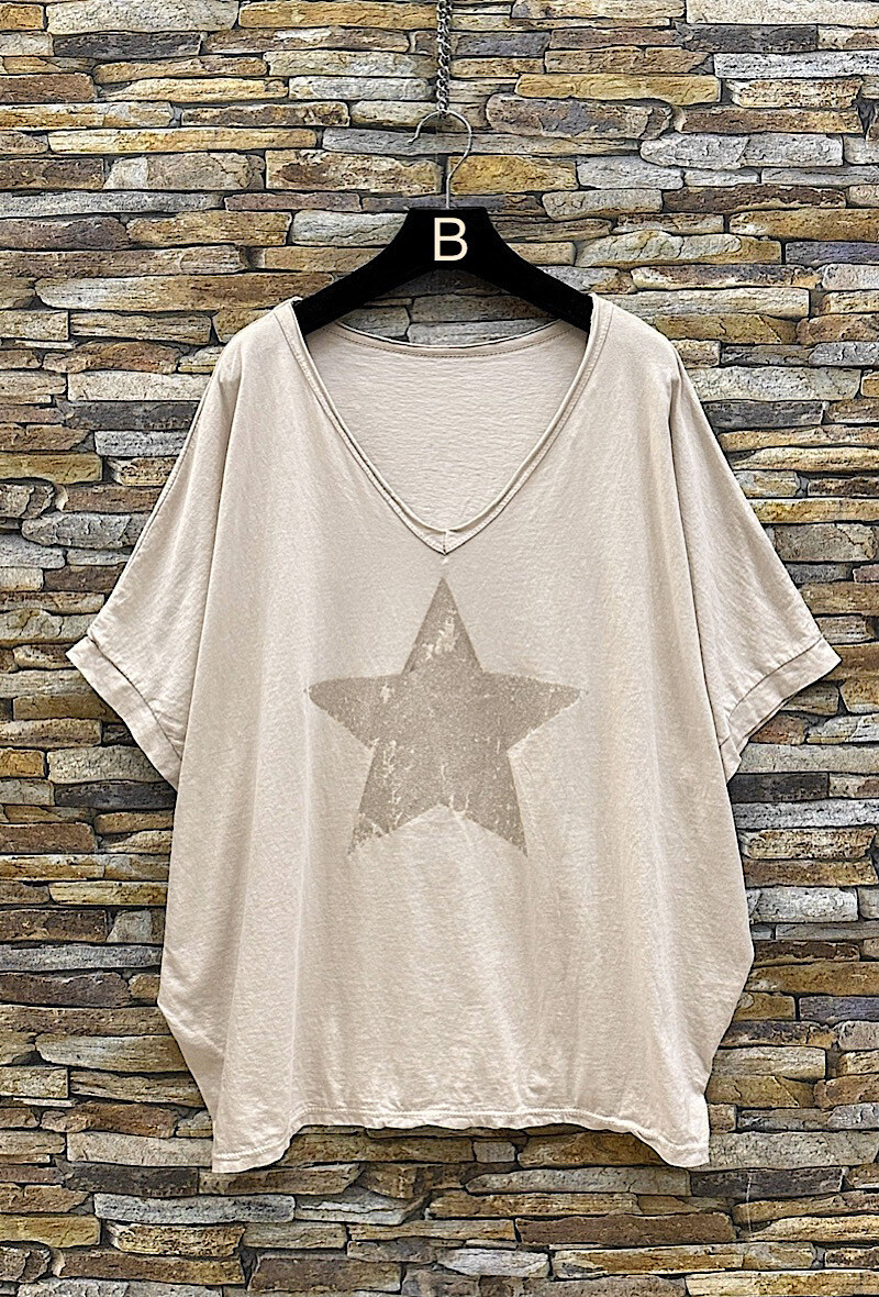 Grossista Elle Style - T-shirt STELLA in COTONE con scollo a V e molto fluida. CASUAL E BASIC.
