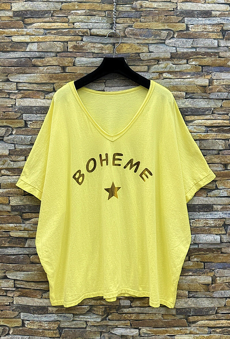 Grossista Elle Style - T-shirt BOHEMIEN in COTONE con scollo a V e molto fluida. CASUAL E BASICA.