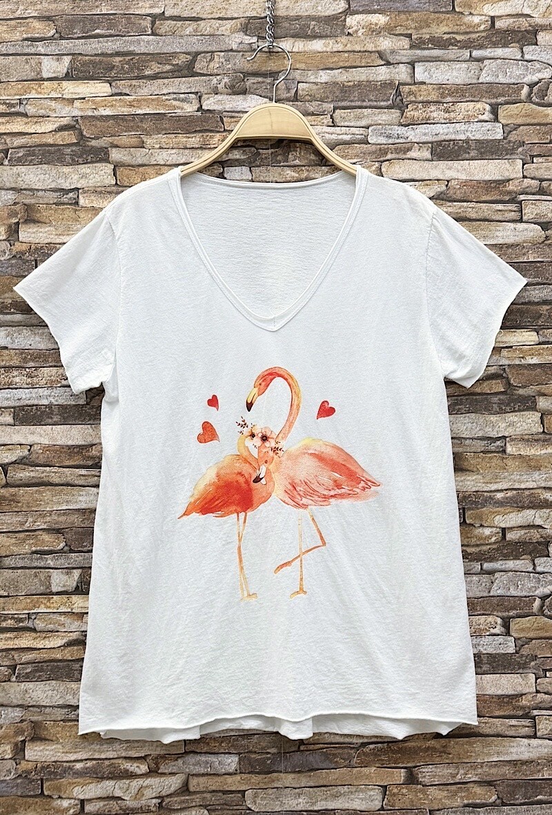 Grossista Elle Style - T-shirt CLARA in cotone morbido con stampa, casual e chic con scollo a V.