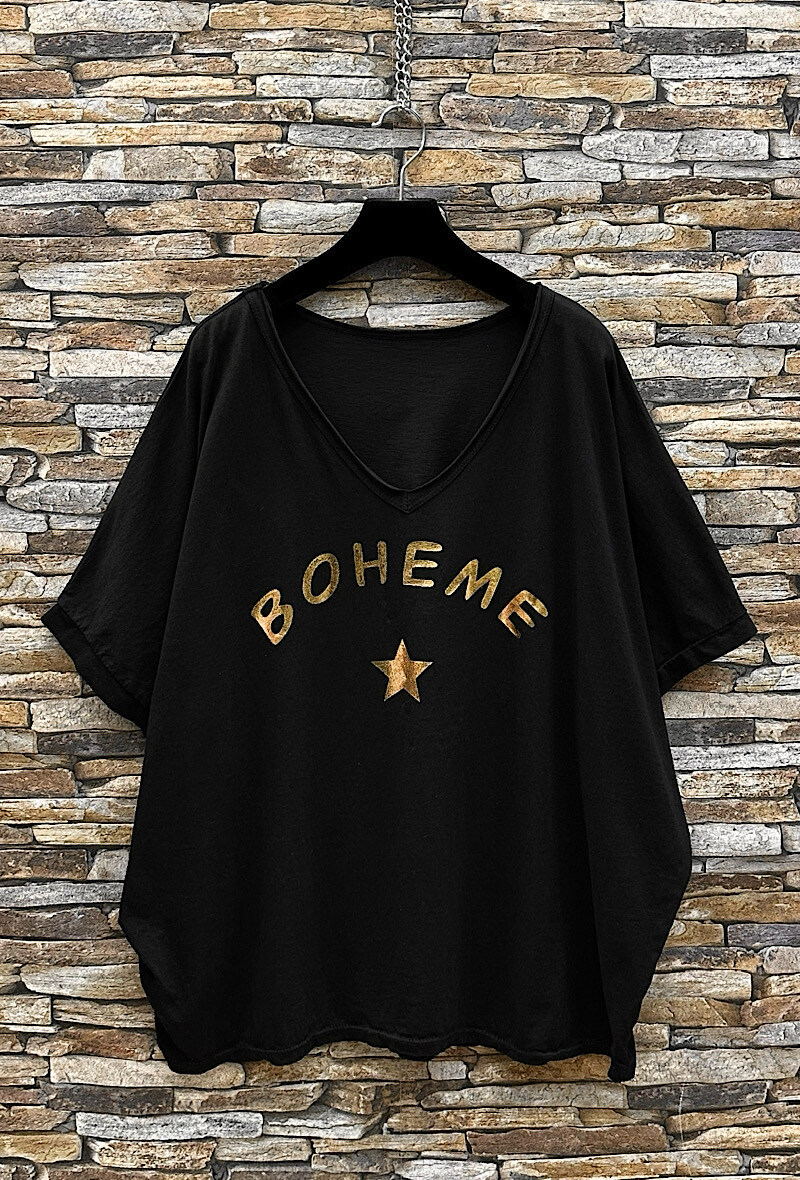 Grossista Elle Style - T-shirt BOHEMIEN in COTONE con scollo a V e molto fluida. CASUAL E BASICA.