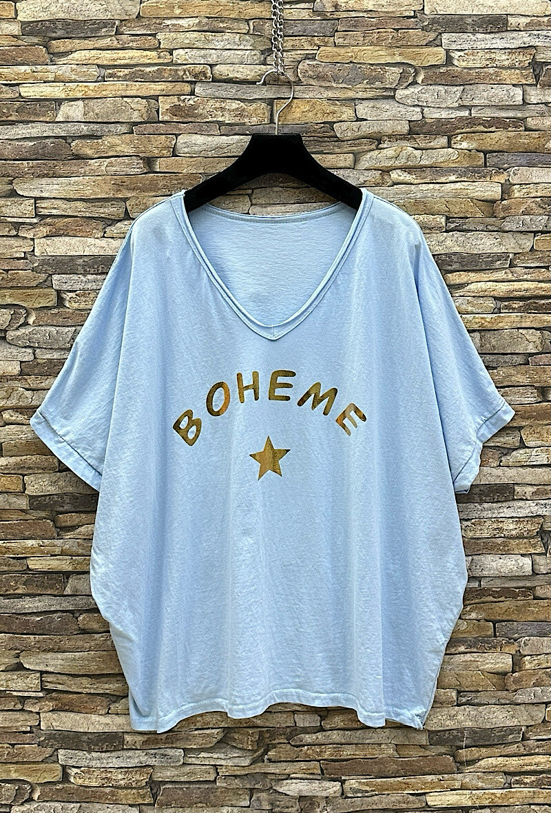 Grossista Elle Style - T-shirt BOHEMIEN in COTONE con scollo a V e molto fluida. CASUAL E BASICA.