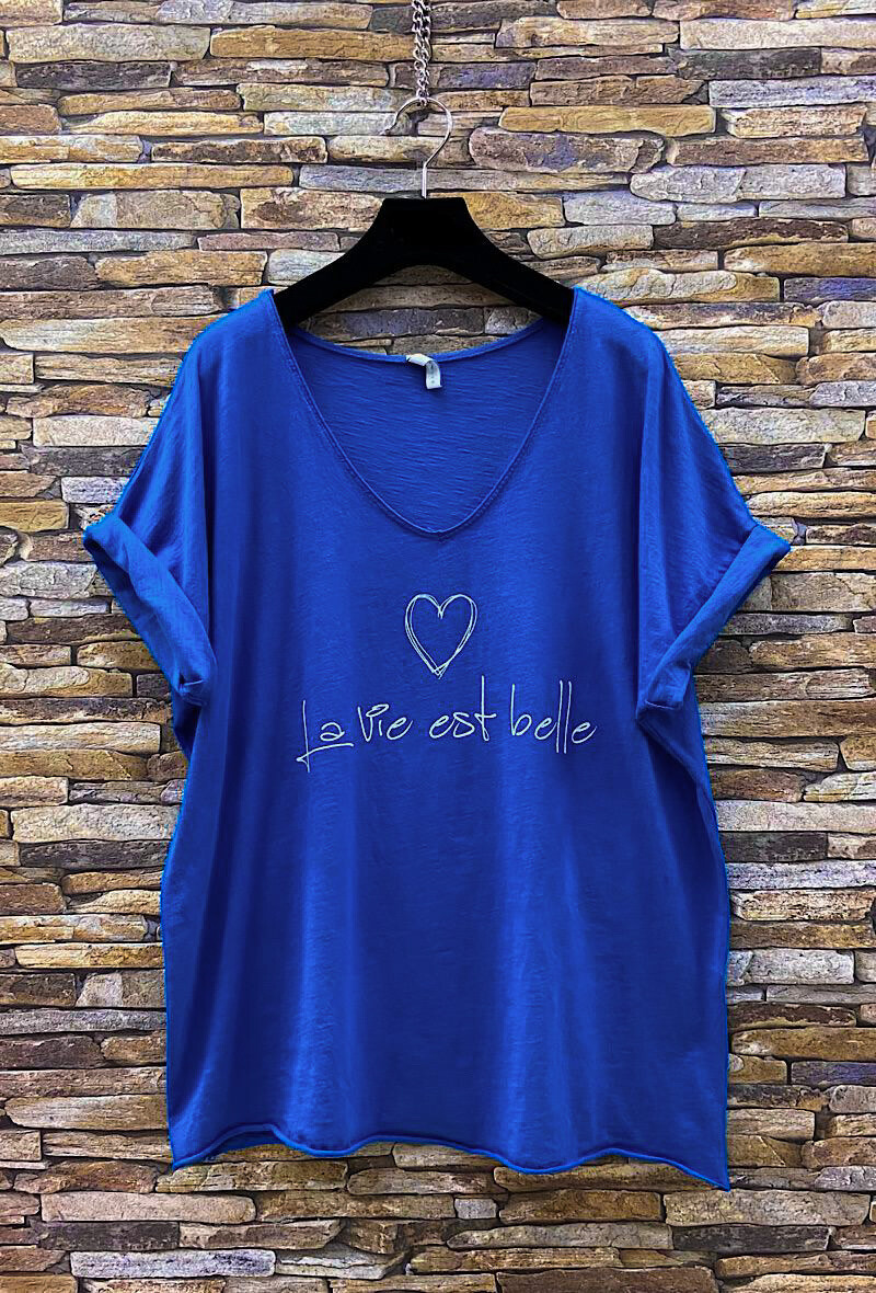 Wholesaler Elle Style - NAELLE T-shirt in cotton " LA VIE EST BELLE "
