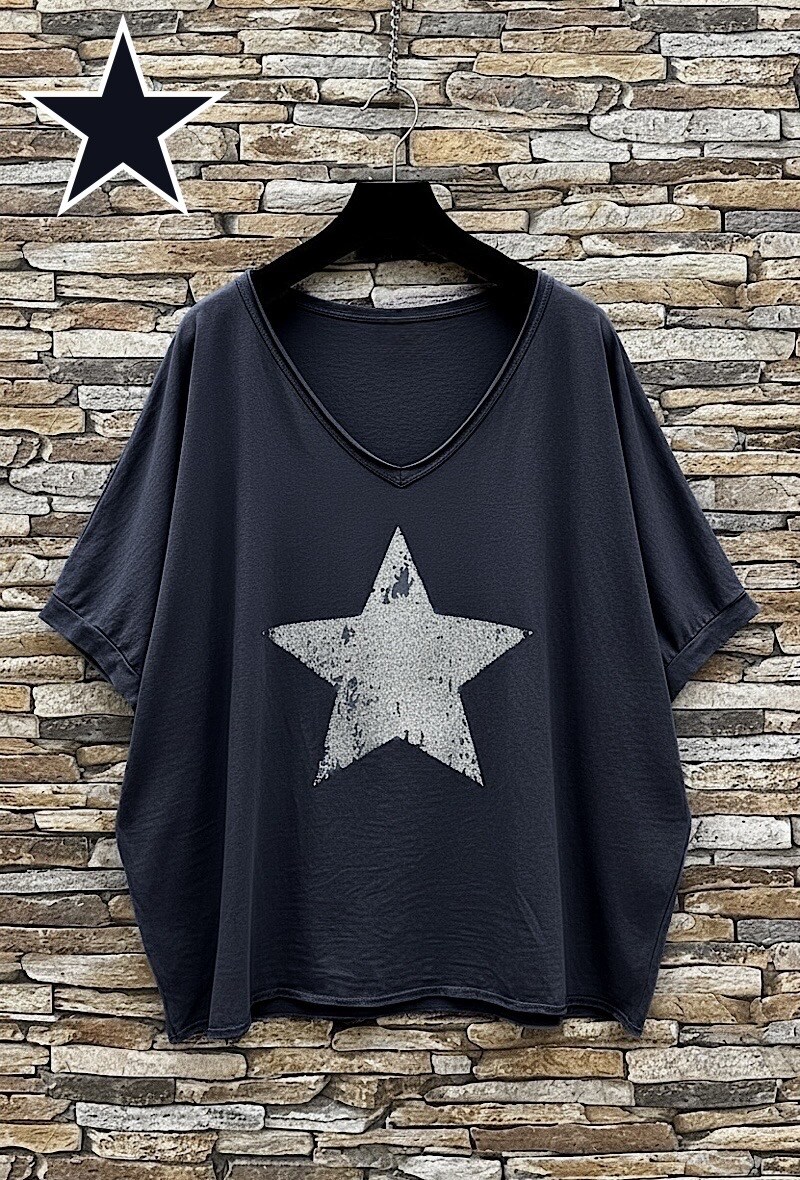 Grossista Elle Style - T-shirt STELLA in COTONE con scollo a V e molto fluida. CASUAL E BASIC.