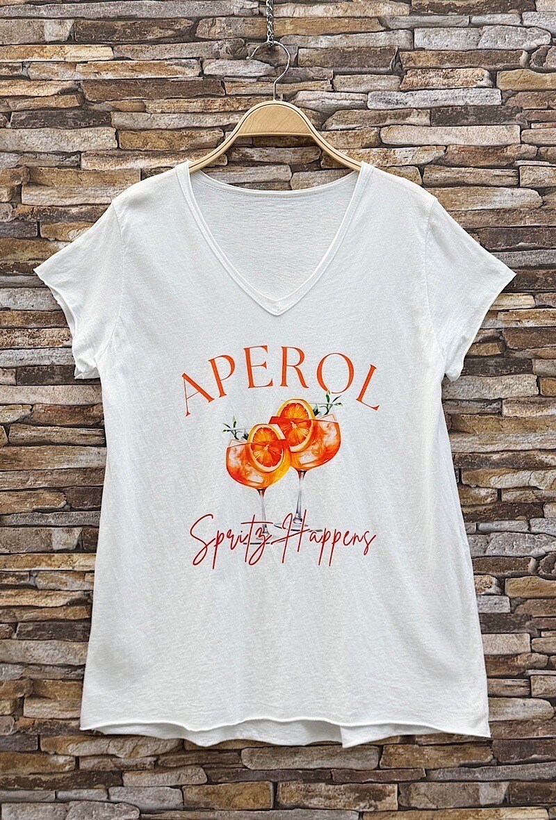Grossista Elle Style - T-shirt CLARA in cotone morbido con stampa, casual e chic con scollo a V.