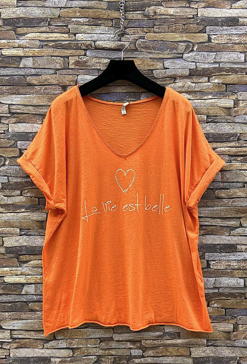 Wholesaler Elle Style - NAELLE T-shirt in cotton " LA VIE EST BELLE "