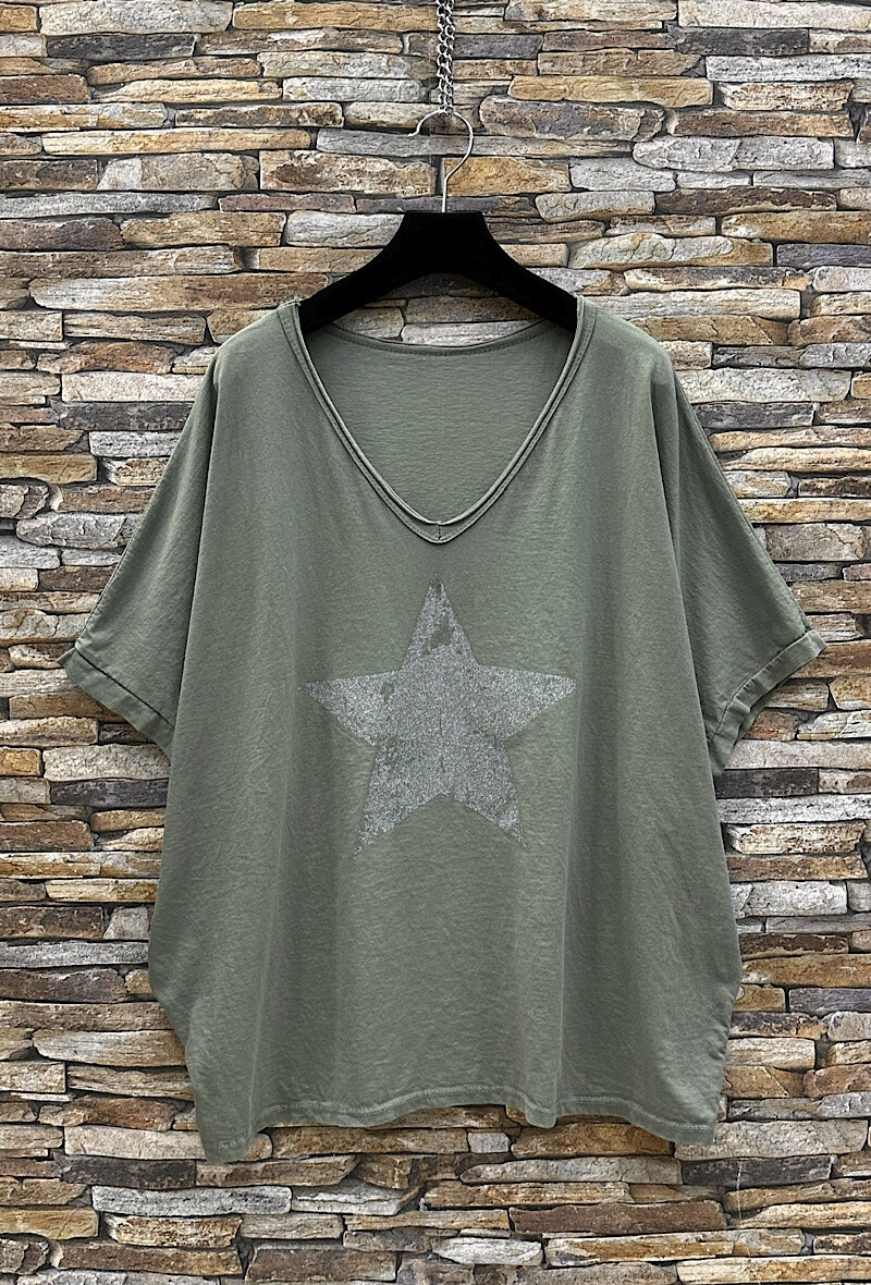 Grossista Elle Style - T-shirt a stella in cotone fluido