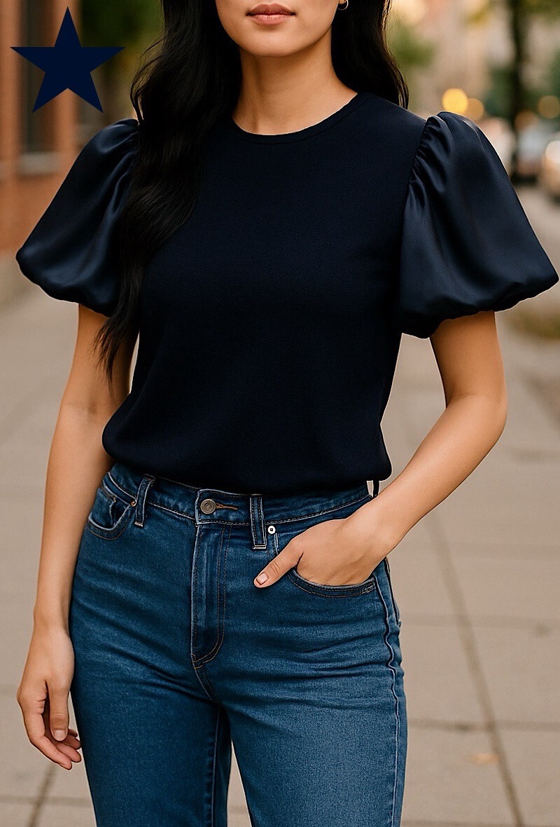Wholesaler Elle Style - AYA top with very chic and romantic satin sleeve
