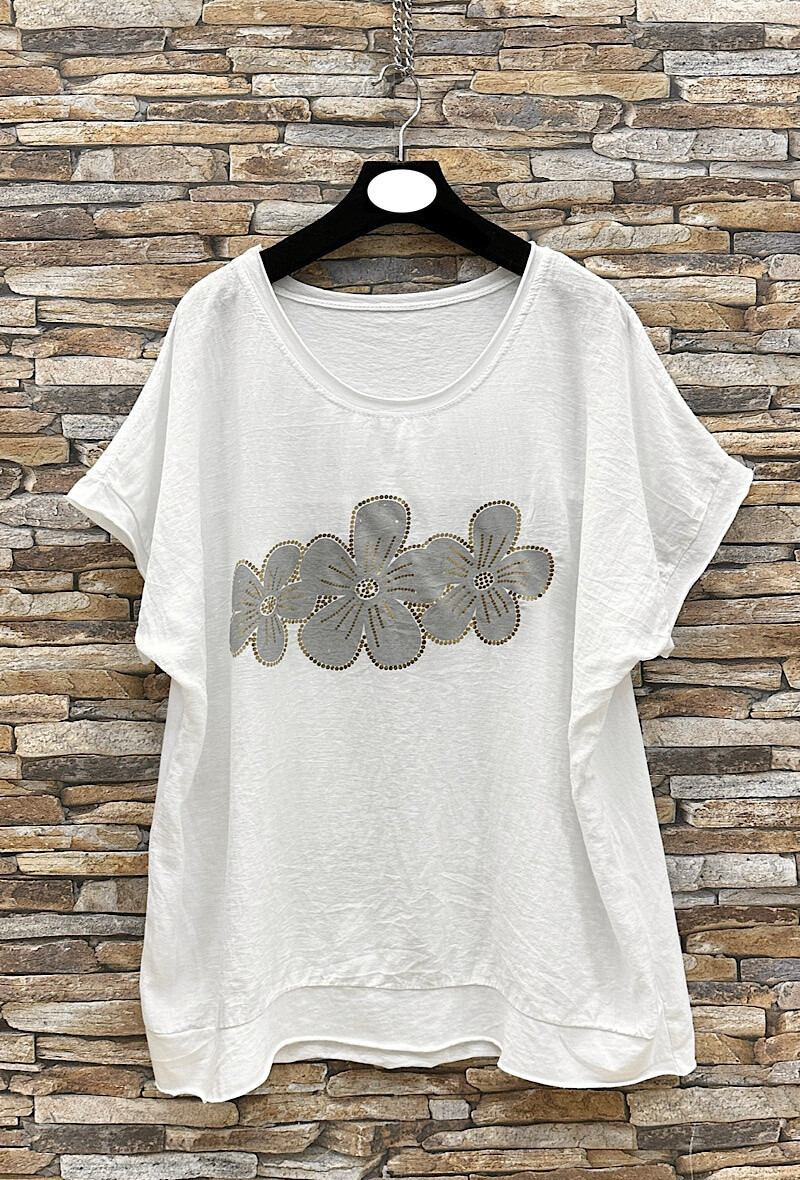 Wholesaler Elle Style - MARGUERITE long-sleeved cotton and linen t-shirt