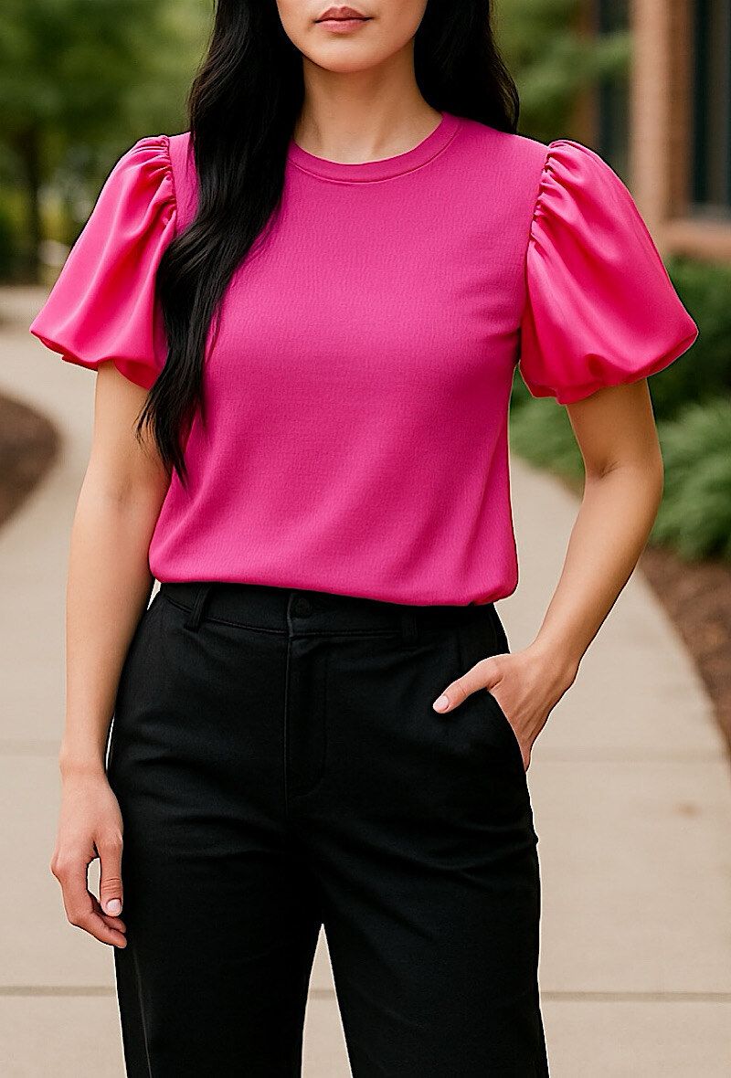Wholesaler Elle Style - AYA top with very chic and romantic satin sleeve