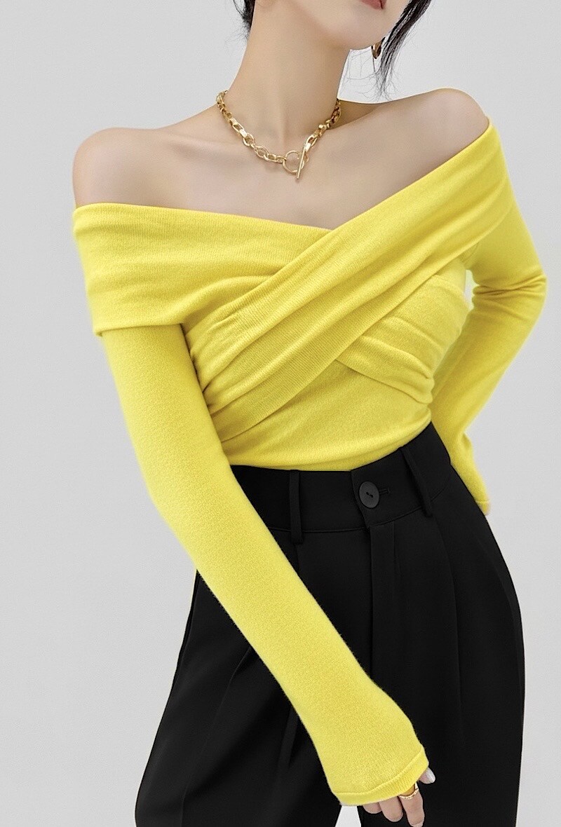 Grossista Elle Style - Top in Jersey a Coste Incrociato FANNY