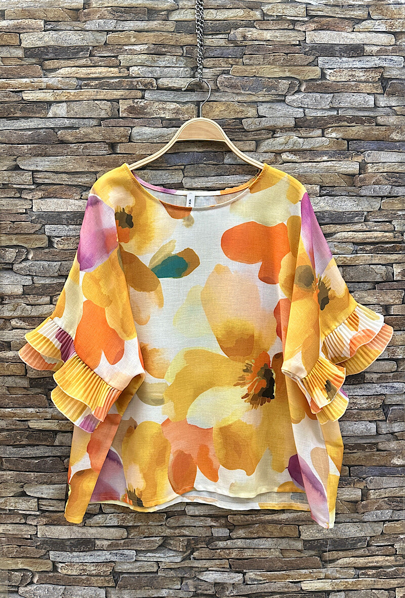 Großhändler Elle Style - Ninon Hosen, gedruckte Flüssigkeit, Leineneffekt, schicke Bohemian, elastische Taille