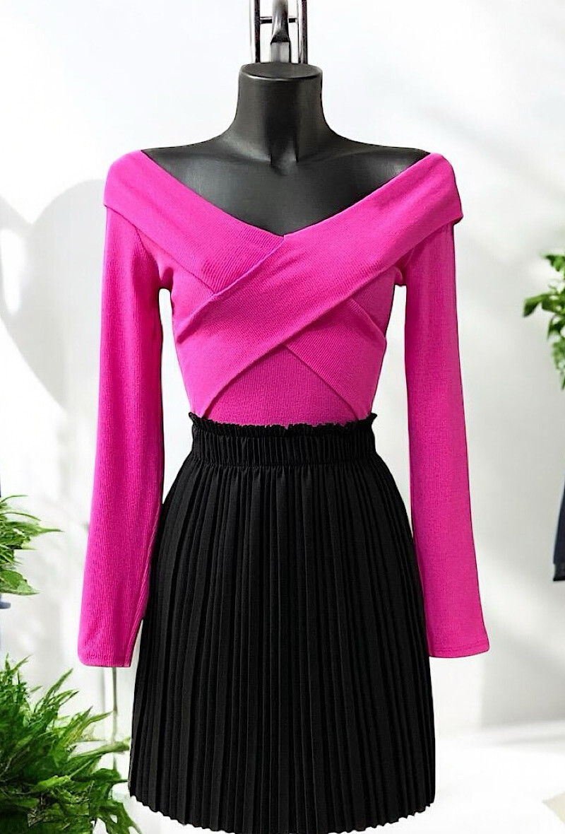 Wholesaler Elle Style - FANNY Ribbed jersey crossover top