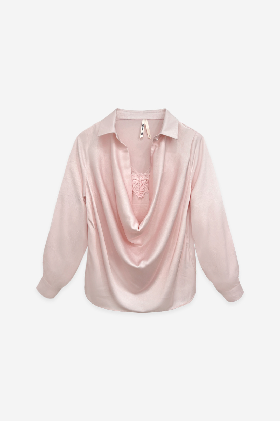Grossiste ELLI WHITE - Blouse à col drapé et caraco intégré