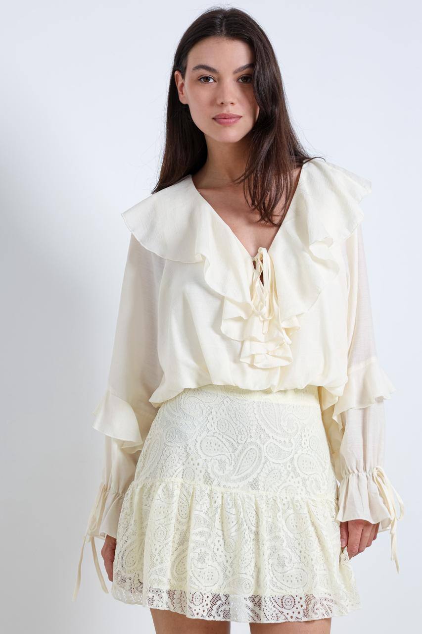 Grossiste ELLI WHITE - Blouse à volants