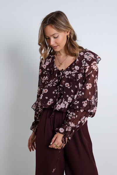 Großhändler ELLI WHITE - Florale Rüschenbluse Großhändler ELLI WHITE - Florale Rüschenbluse