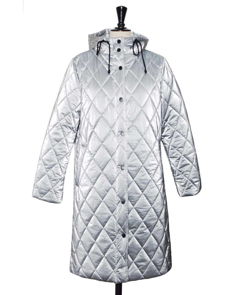 Grossista ELLI WHITE - Giacca lunga in piumino di tessuti metallici