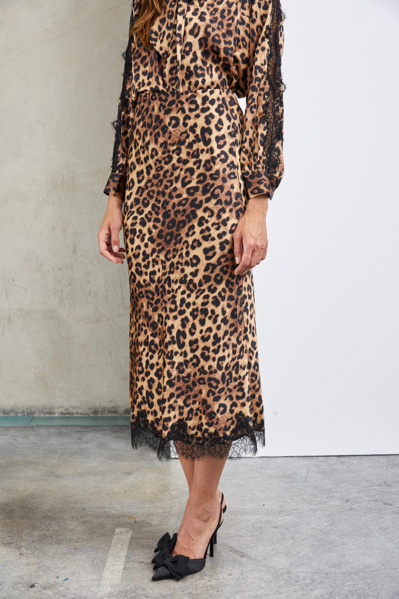 Jupe Skater Femme Boohoo – Taille S – Motif Léopard Marron – Élastique Taille