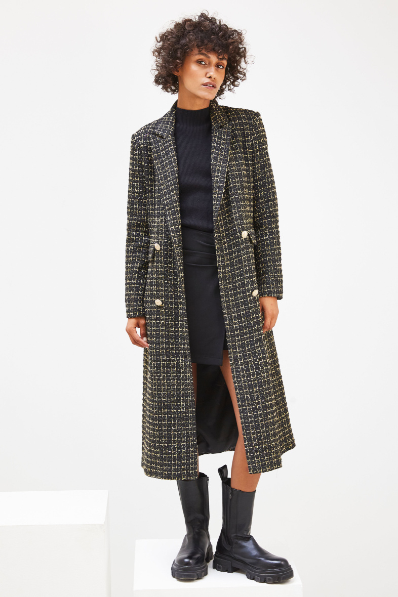 Grossista ELLI WHITE - Cappotto lungo in tweed con tasche