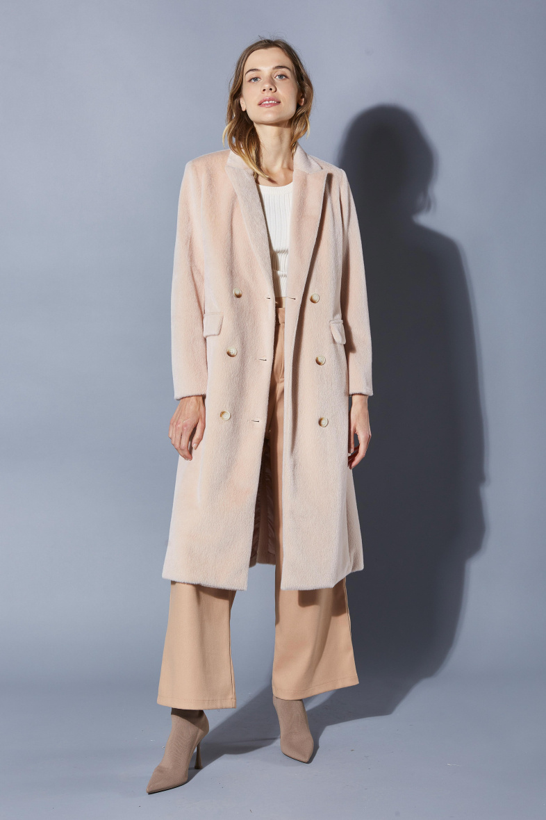 Grossista ELLI WHITE - Cappotto lungo in pelle di cavallo con tasche