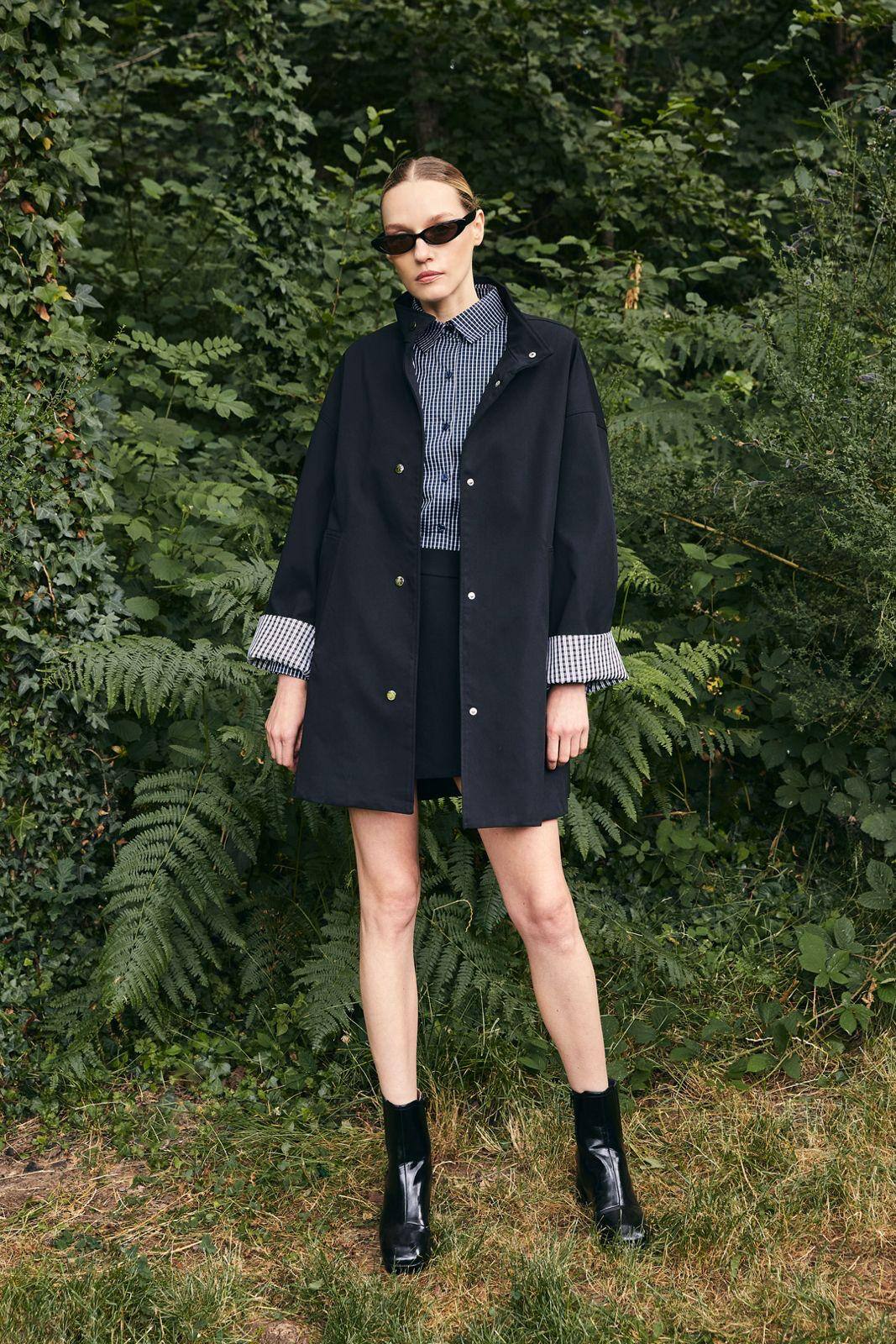 Grossiste ELLI WHITE - Manteau avec manches revers à carreaux