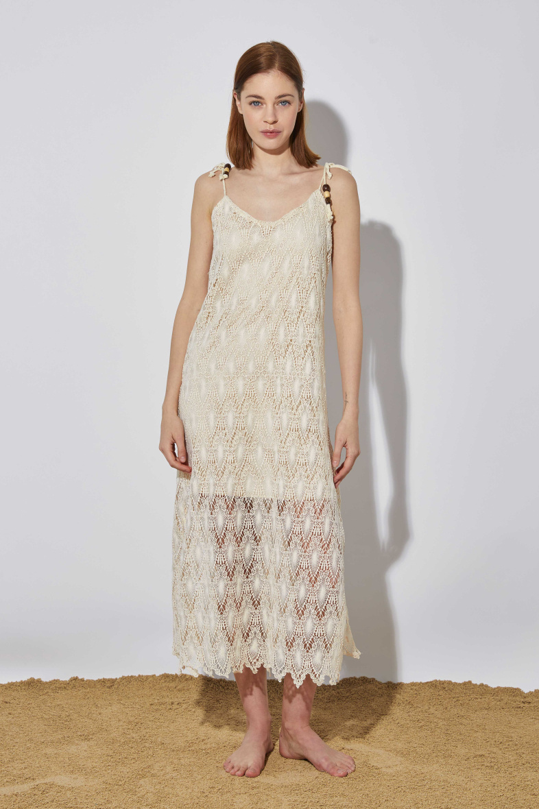 Mayorista ELLI WHITE - Vestido largo con tirante grueso de encaje