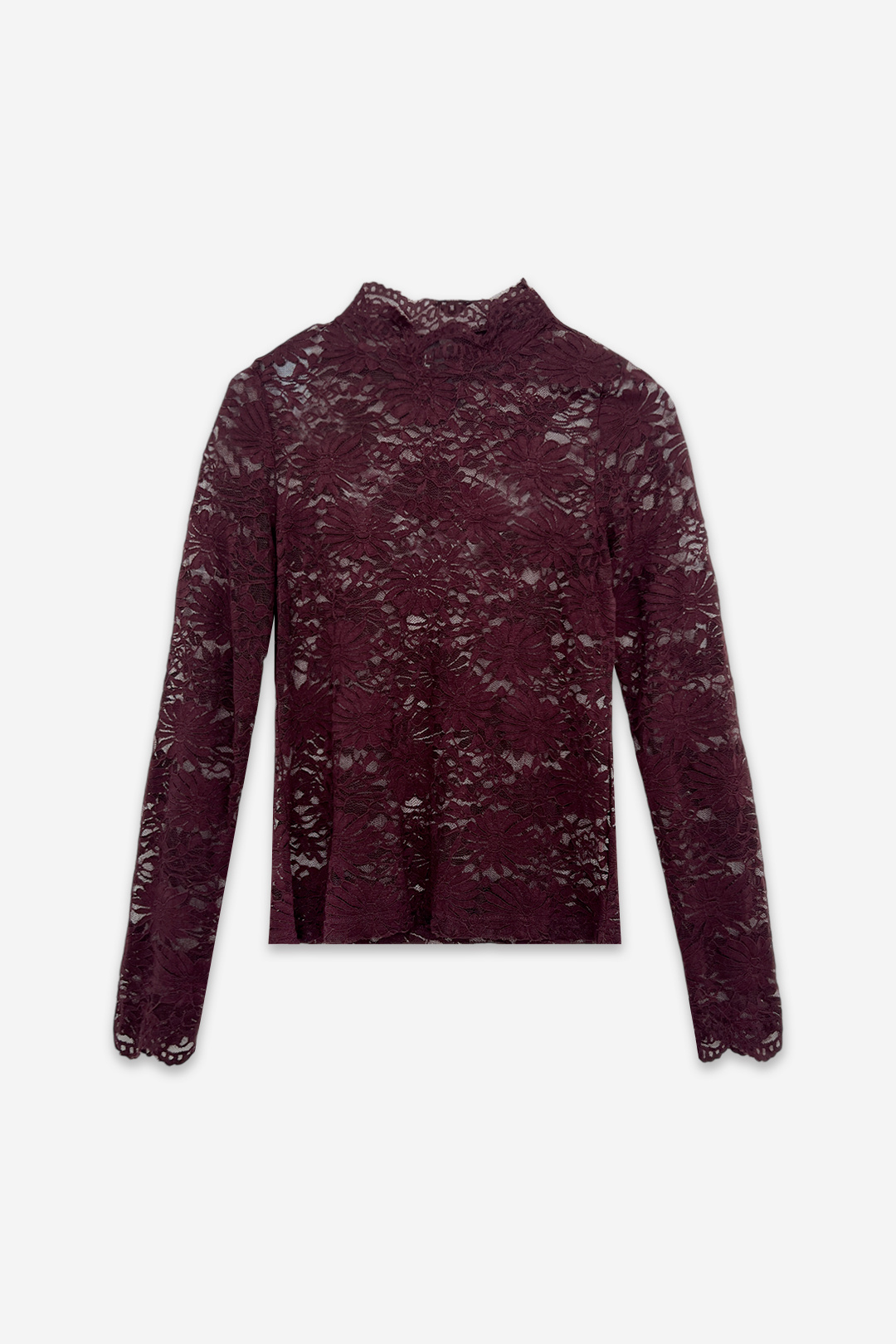 Grossiste ELLI WHITE - Top col montant en dentelle fleurie